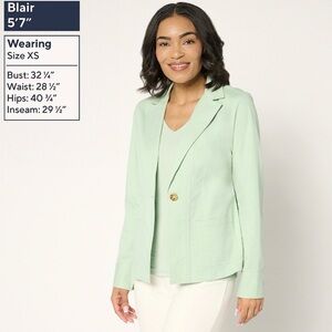 Joan Rivers Regular Signature Twill Cinched Back Blazer Size XL Sage A682062